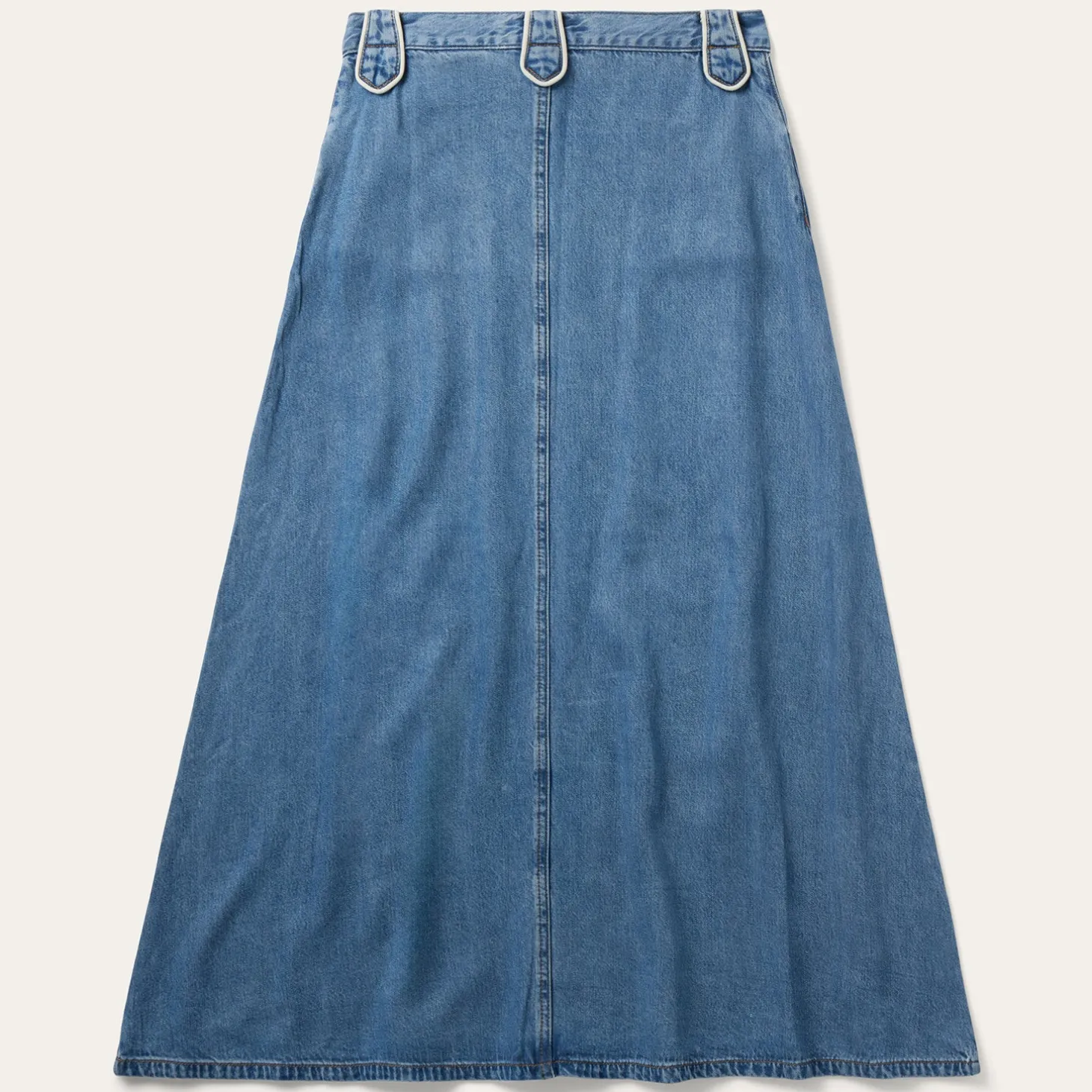 A-Line Piped Denim Skirt