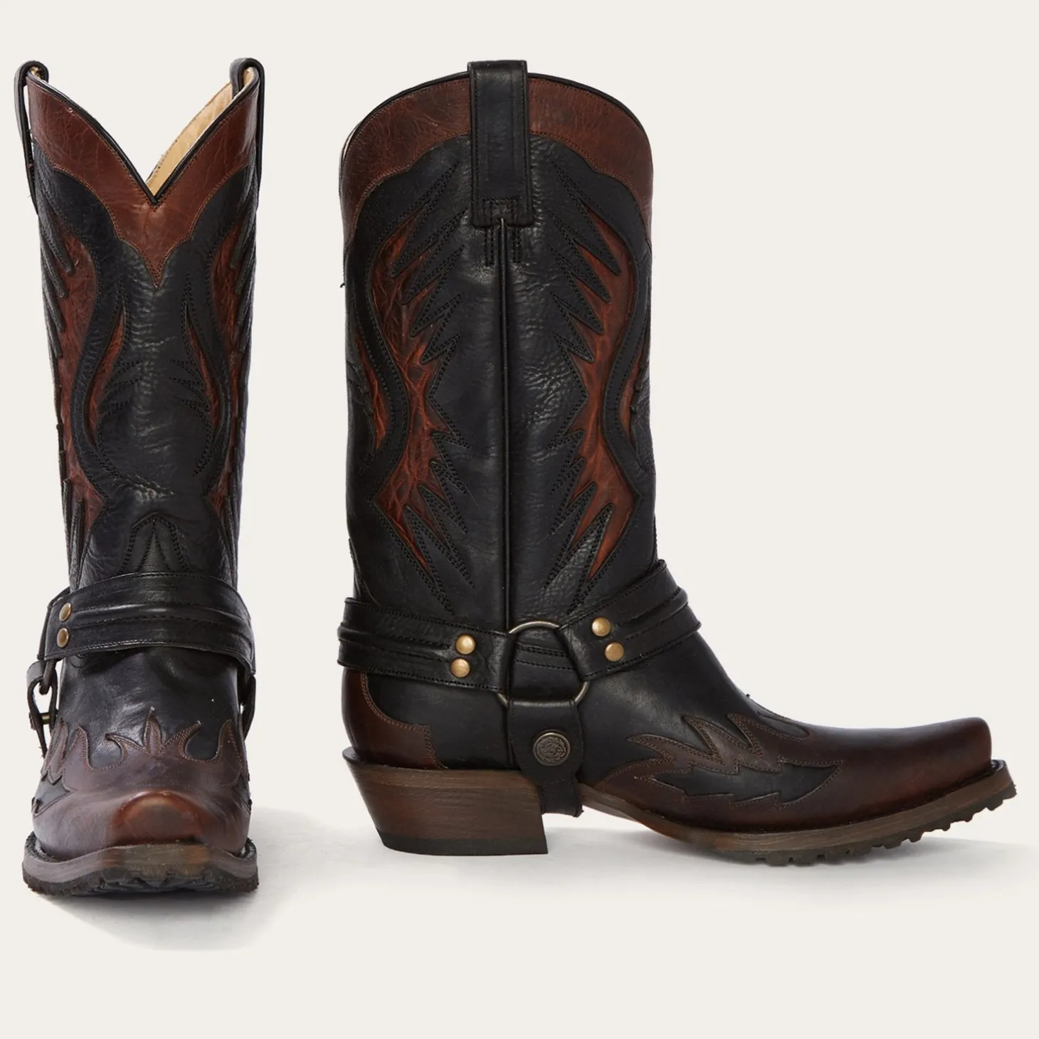 Biker Outlaw Oiled Leather Cowboy Boot