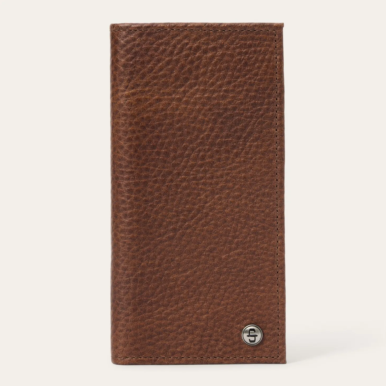 Bison Leather Stetson Rivet Checkbook Wallet