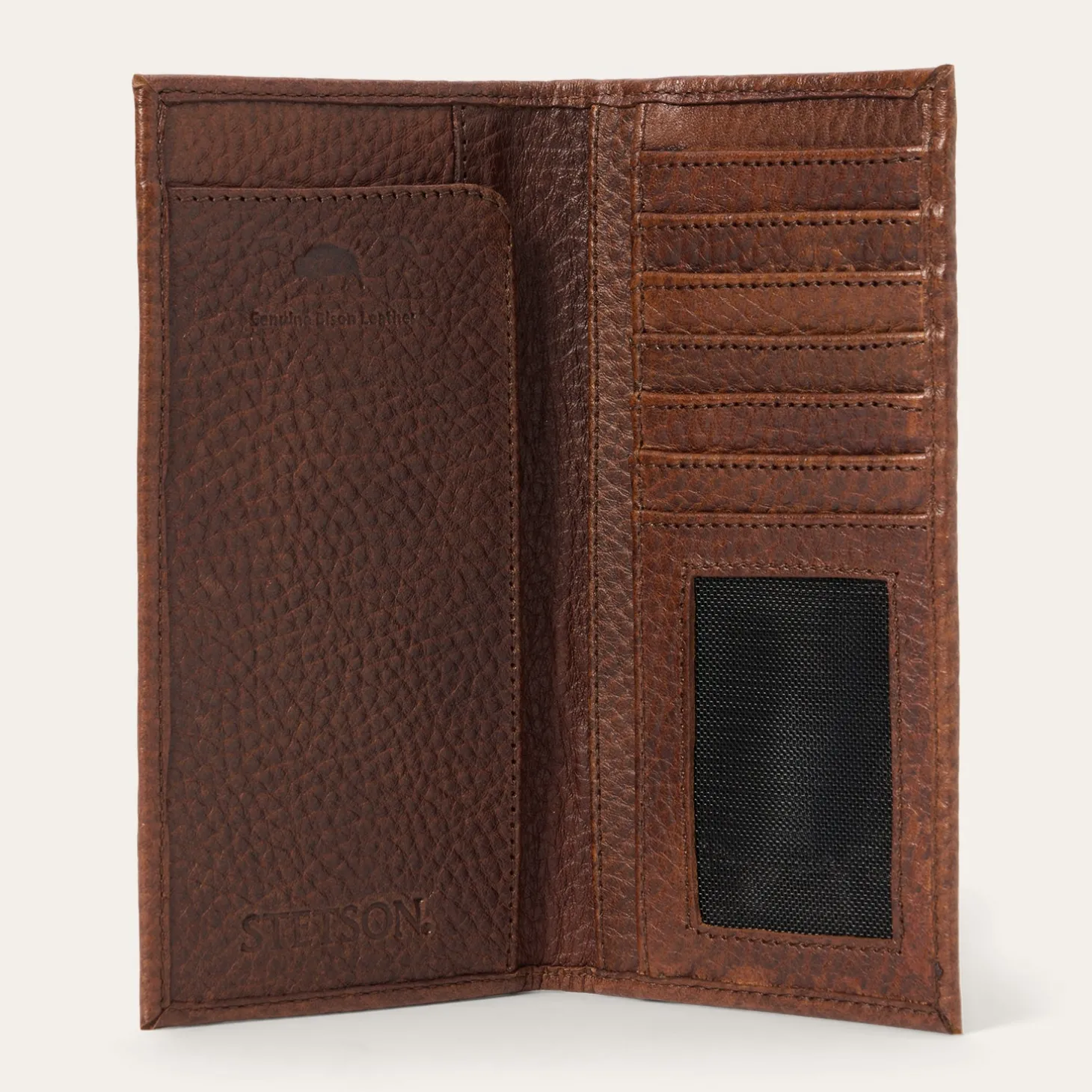 Bison Leather Stetson Rivet Checkbook Wallet