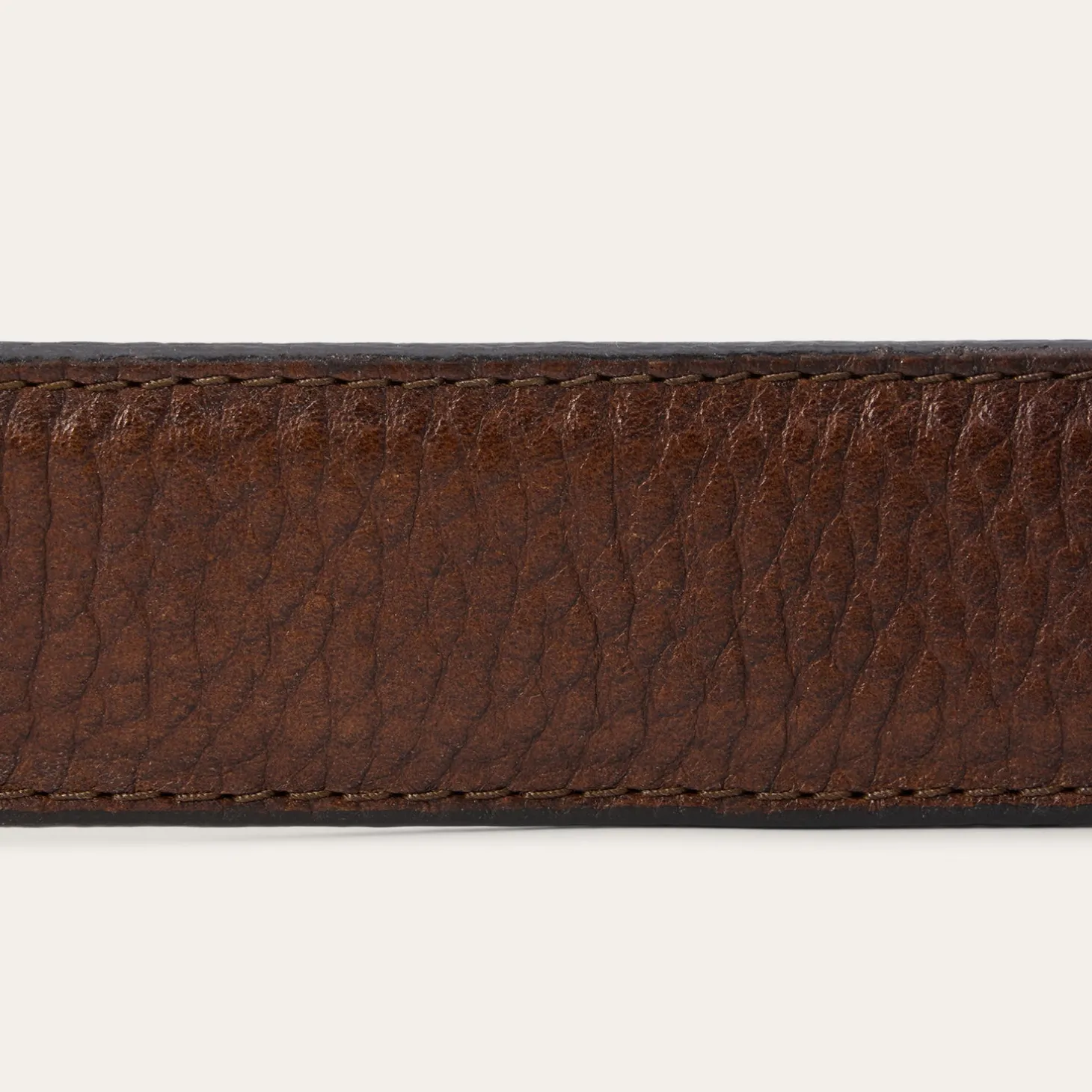 Bison Leather Tooled Tab Belt