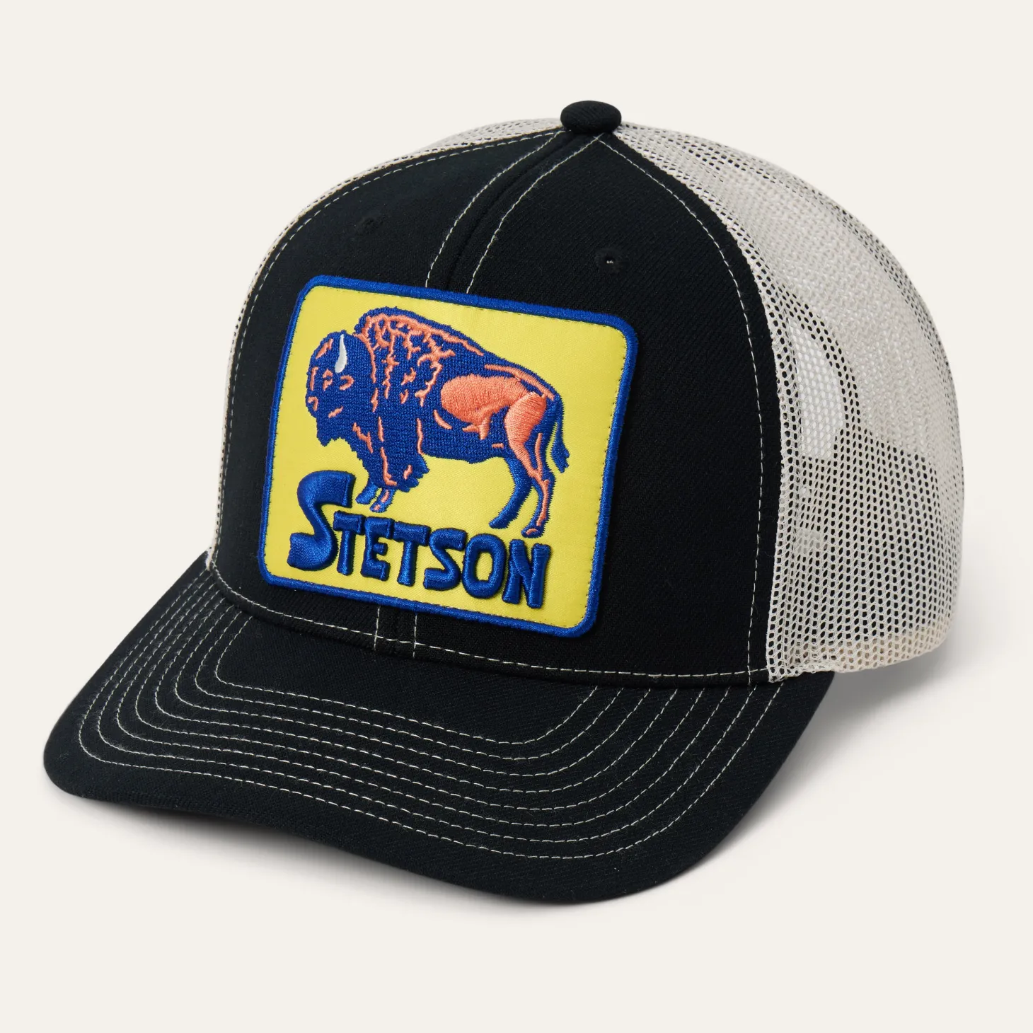 Bison Patch High Crown Trucker Hat