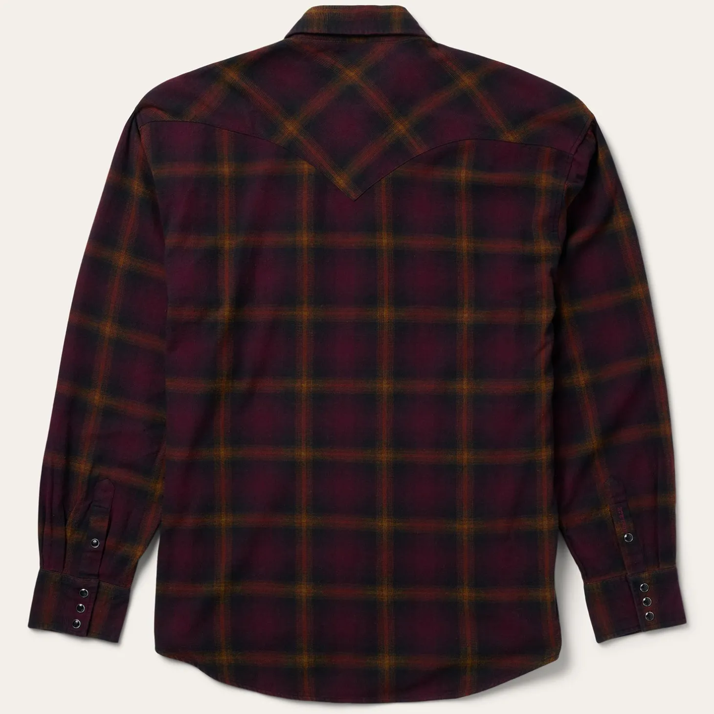 Black Wine Plaid Flannel Western Shirt