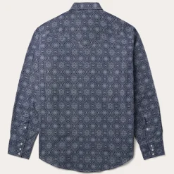 Blue Medallion Print Western Shirt