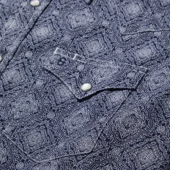 Blue Medallion Print Western Shirt