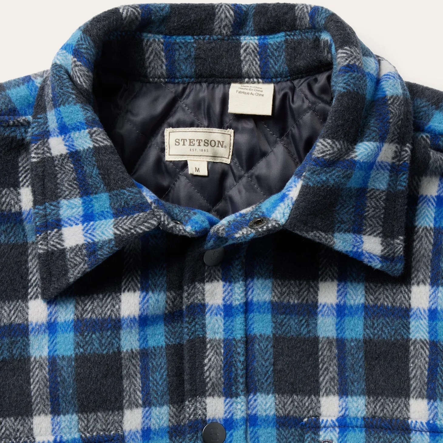 Blue Plaid Quilted Shirt Jacket
