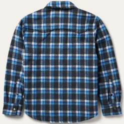 Blue Plaid Quilted Shirt Jacket