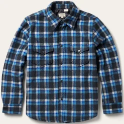 Blue Plaid Quilted Shirt Jacket