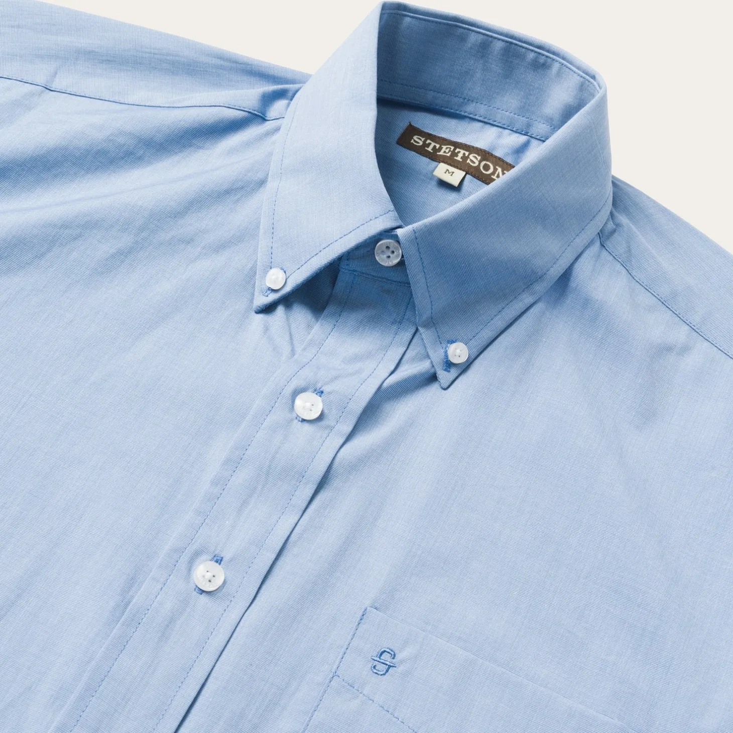 Blue Solid One-Pocket Snap-Front Shirt