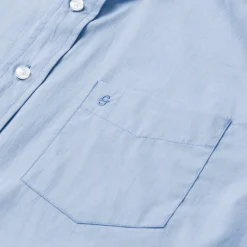 Blue Solid One-Pocket Snap-Front Shirt