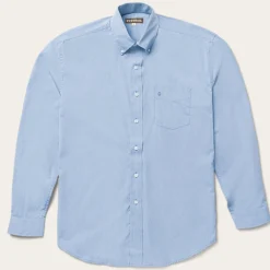 Blue Solid One-Pocket Snap-Front Shirt