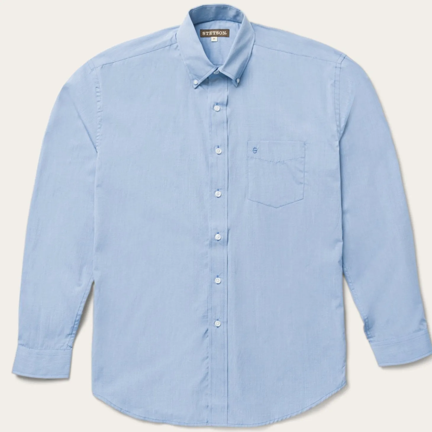Blue Solid One-Pocket Snap-Front Shirt