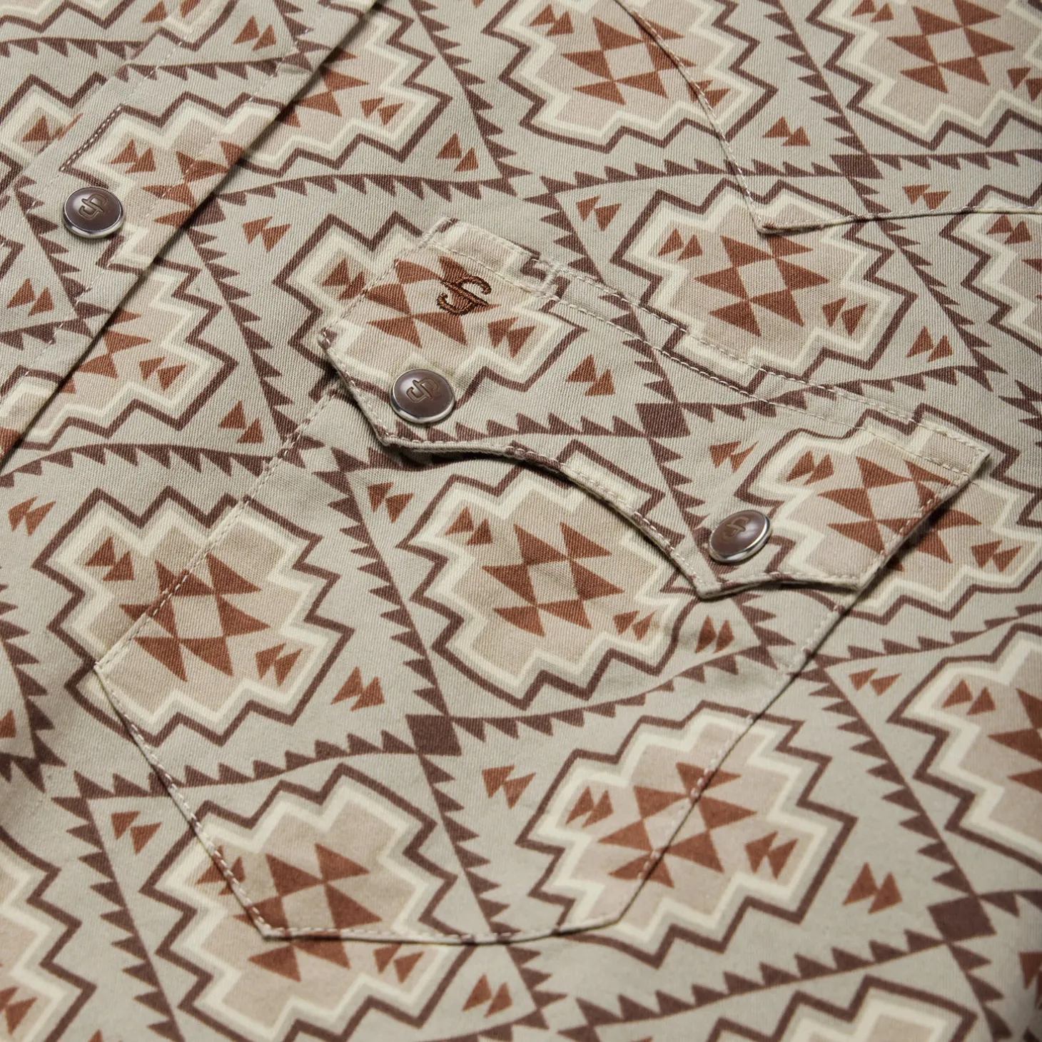 Brown Aztec Poplin Western Shirt