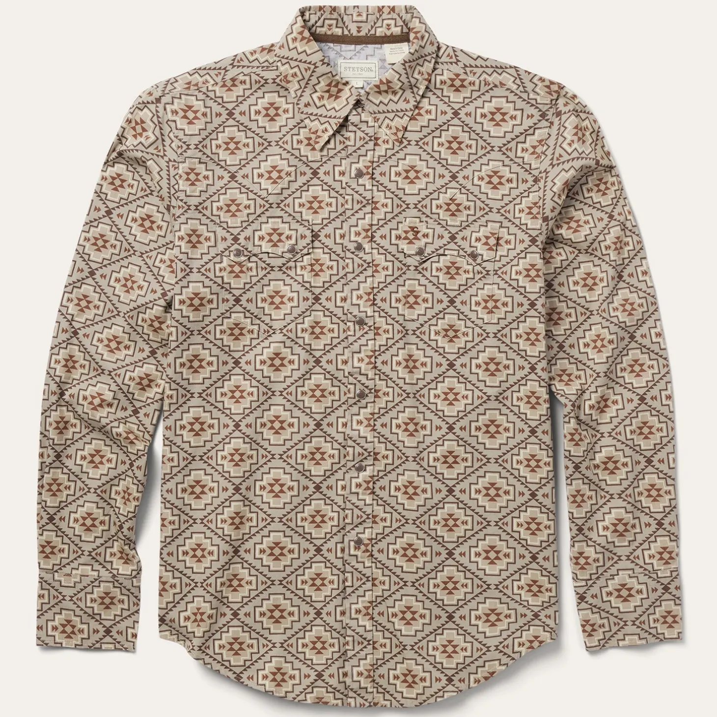 Brown Aztec Poplin Western Shirt
