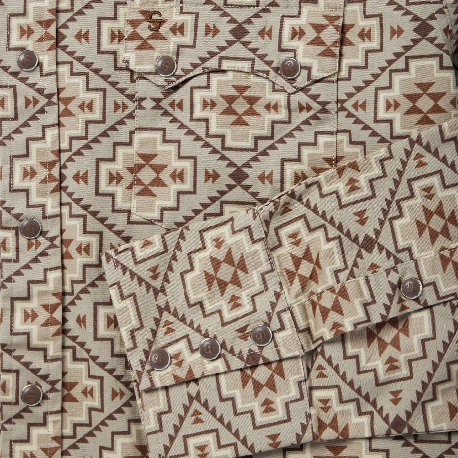 Brown Aztec Poplin Western Shirt