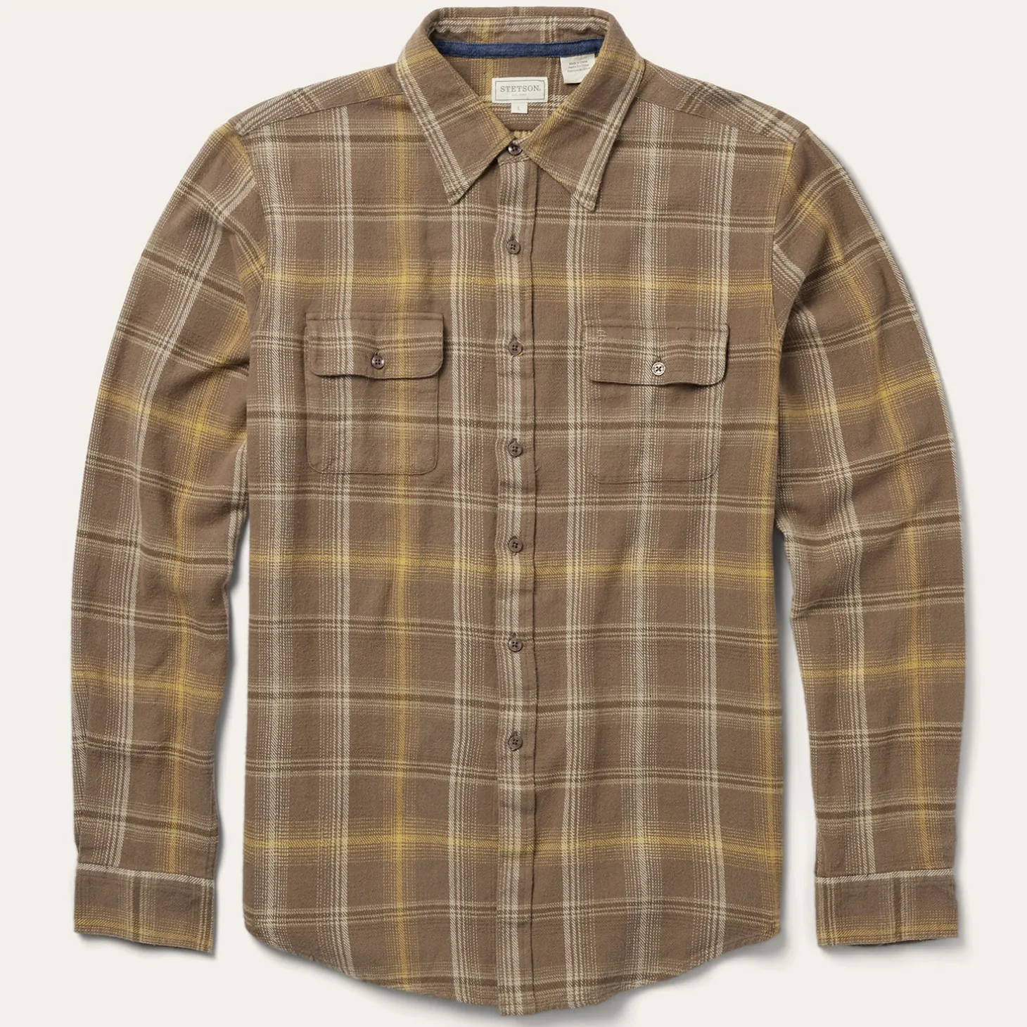 Brown Flannel Button-Front Shirt