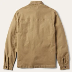 Camel Stretch Canvas Shirt Jacket