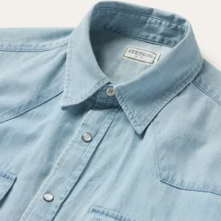 Chambray Oxford Short Sleeve Western Shirt