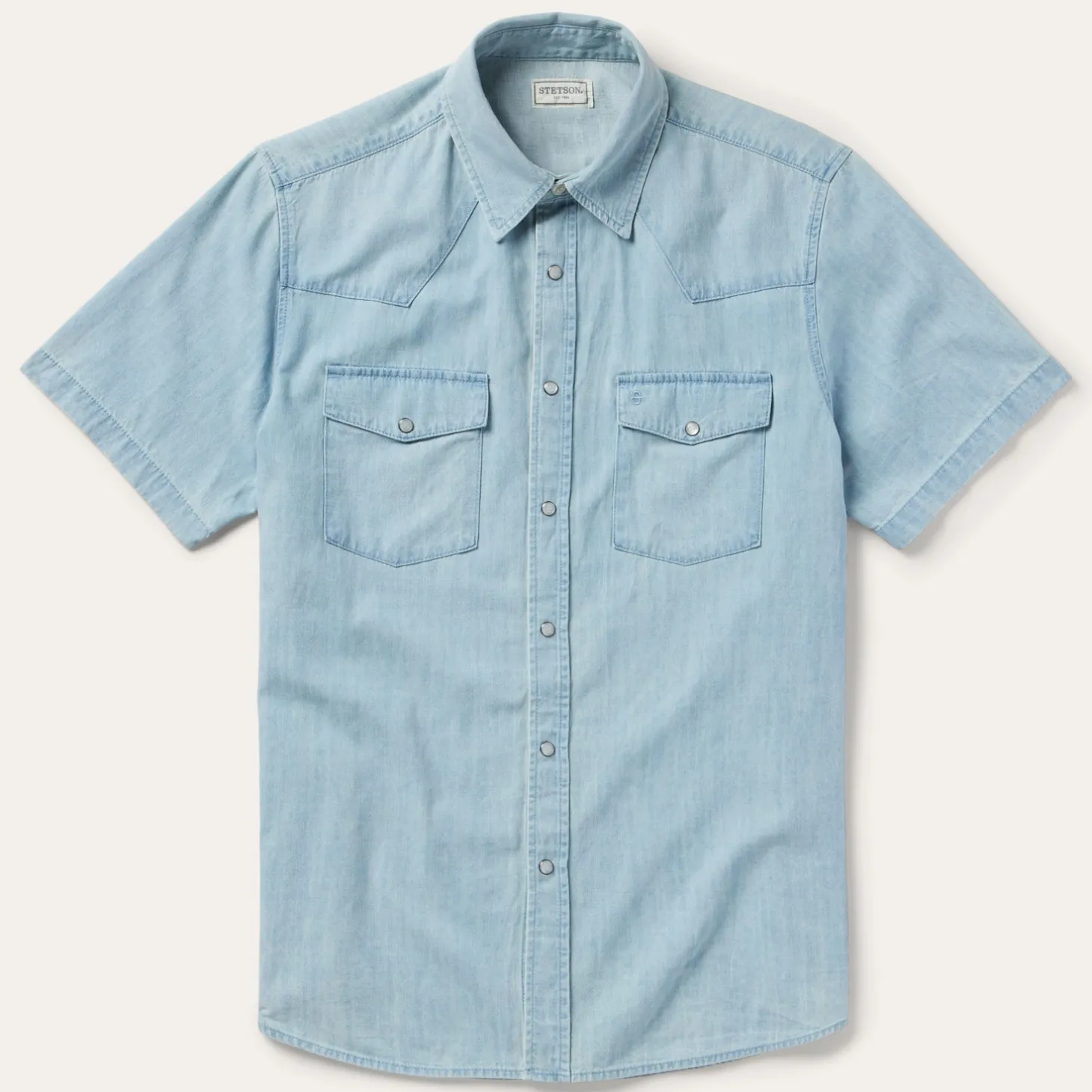 Chambray Oxford Short Sleeve Western Shirt