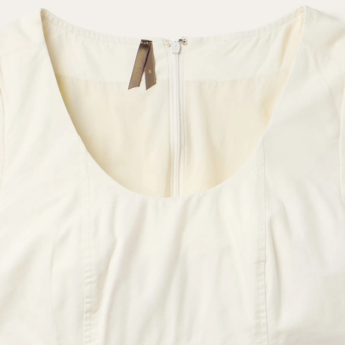Cream Denim Tiered Dress