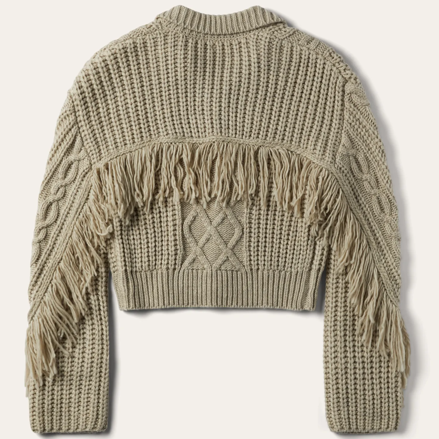 Cream Fringed Cardigan