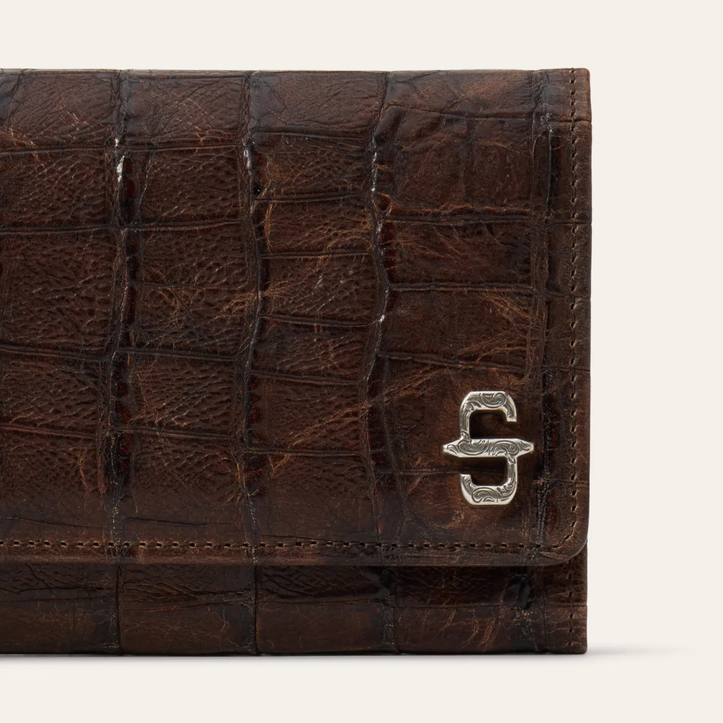 Croco Embossed Front Flap Wallet