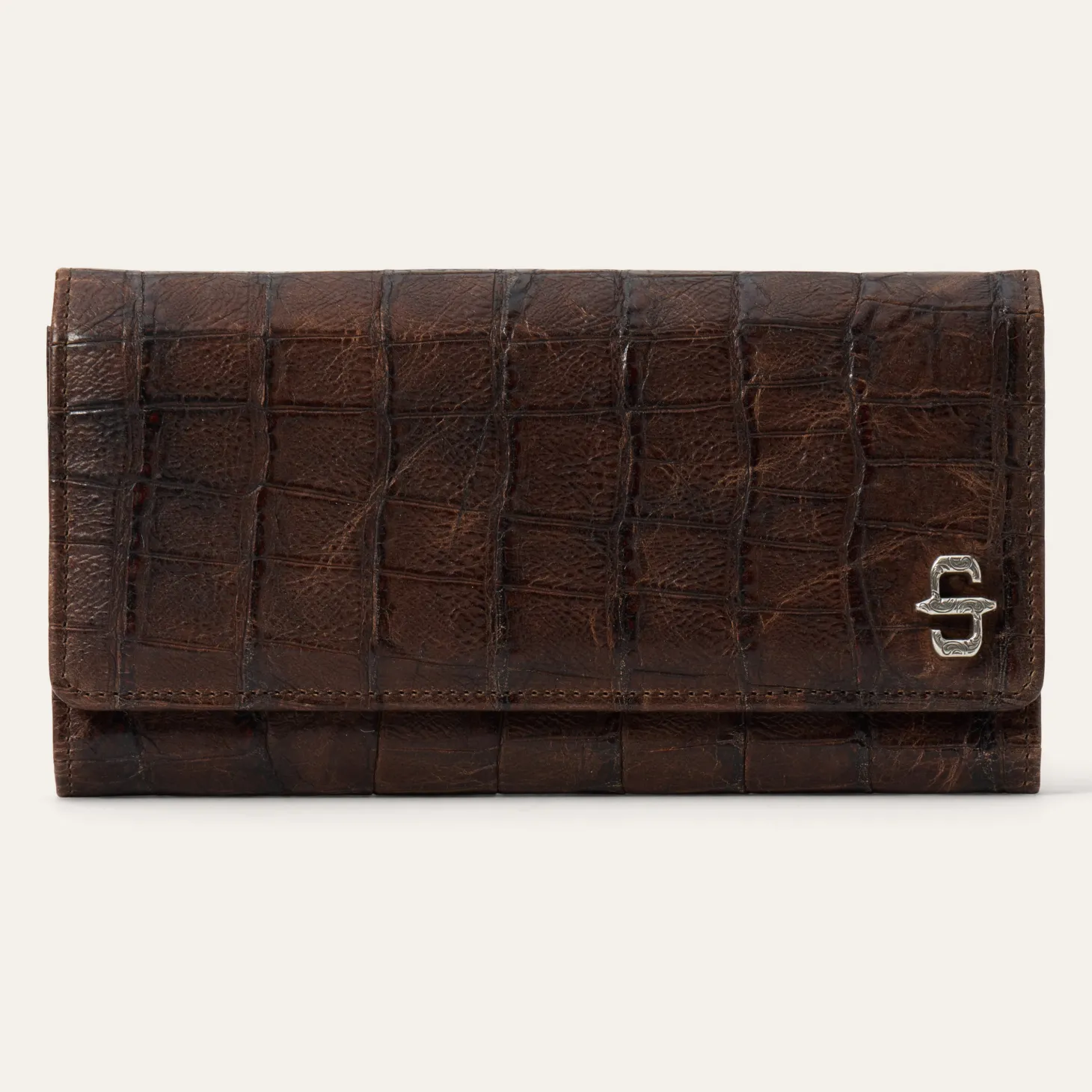 Croco Embossed Front Flap Wallet