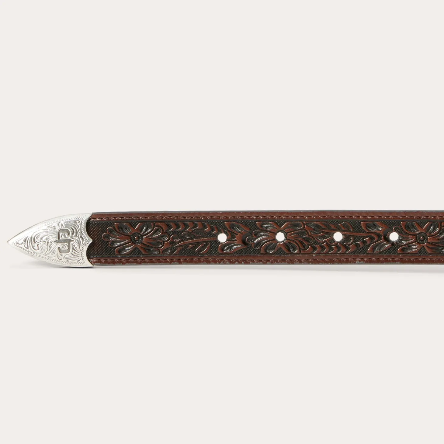 Croco Print Tooled Tapered Belt