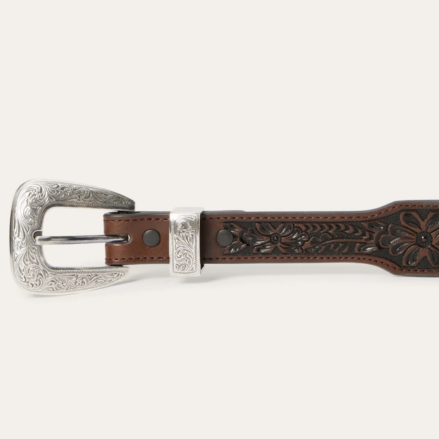 Croco Print Tooled Tapered Belt
