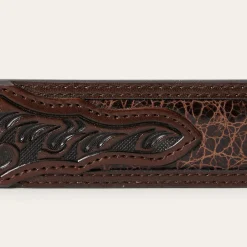 Croco Print Tooled Tapered Belt