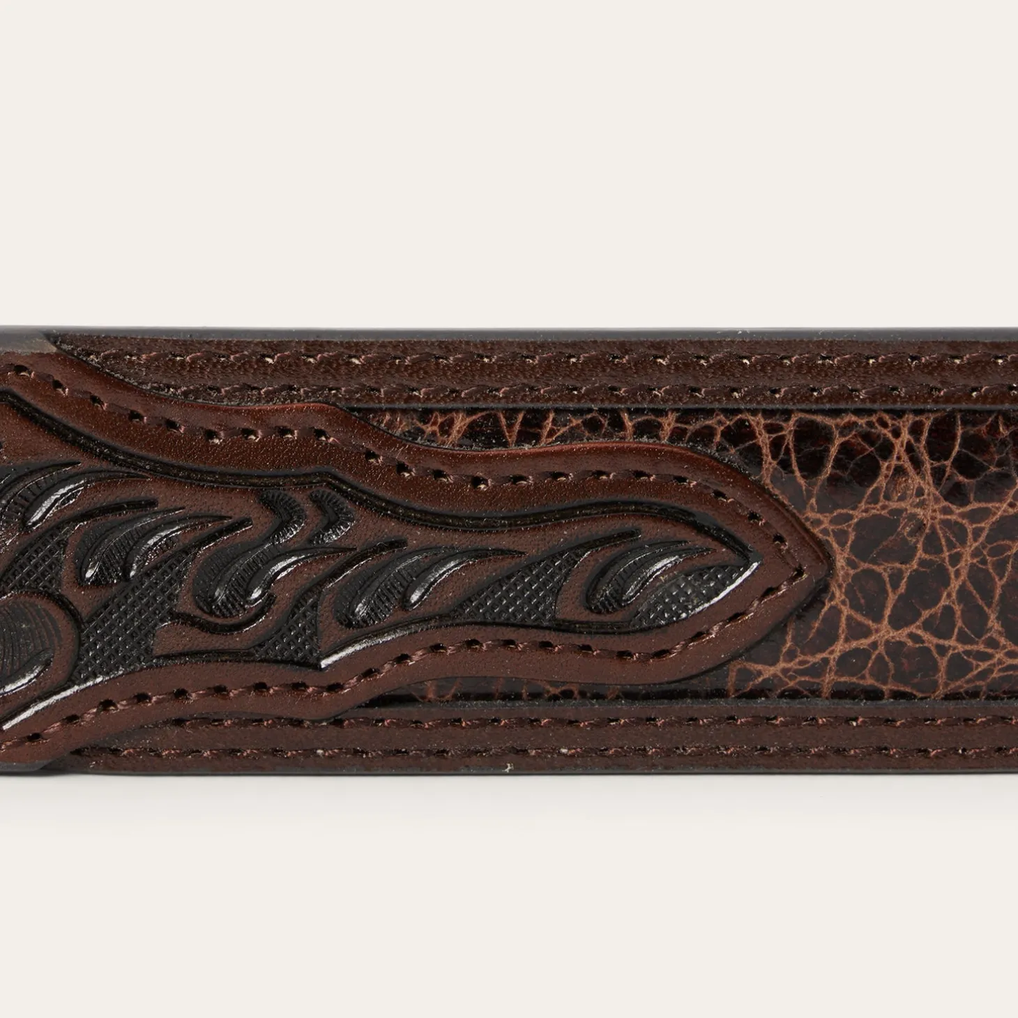 Croco Print Tooled Tapered Belt