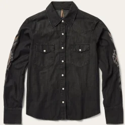 Embroidered Black Denim Shirt