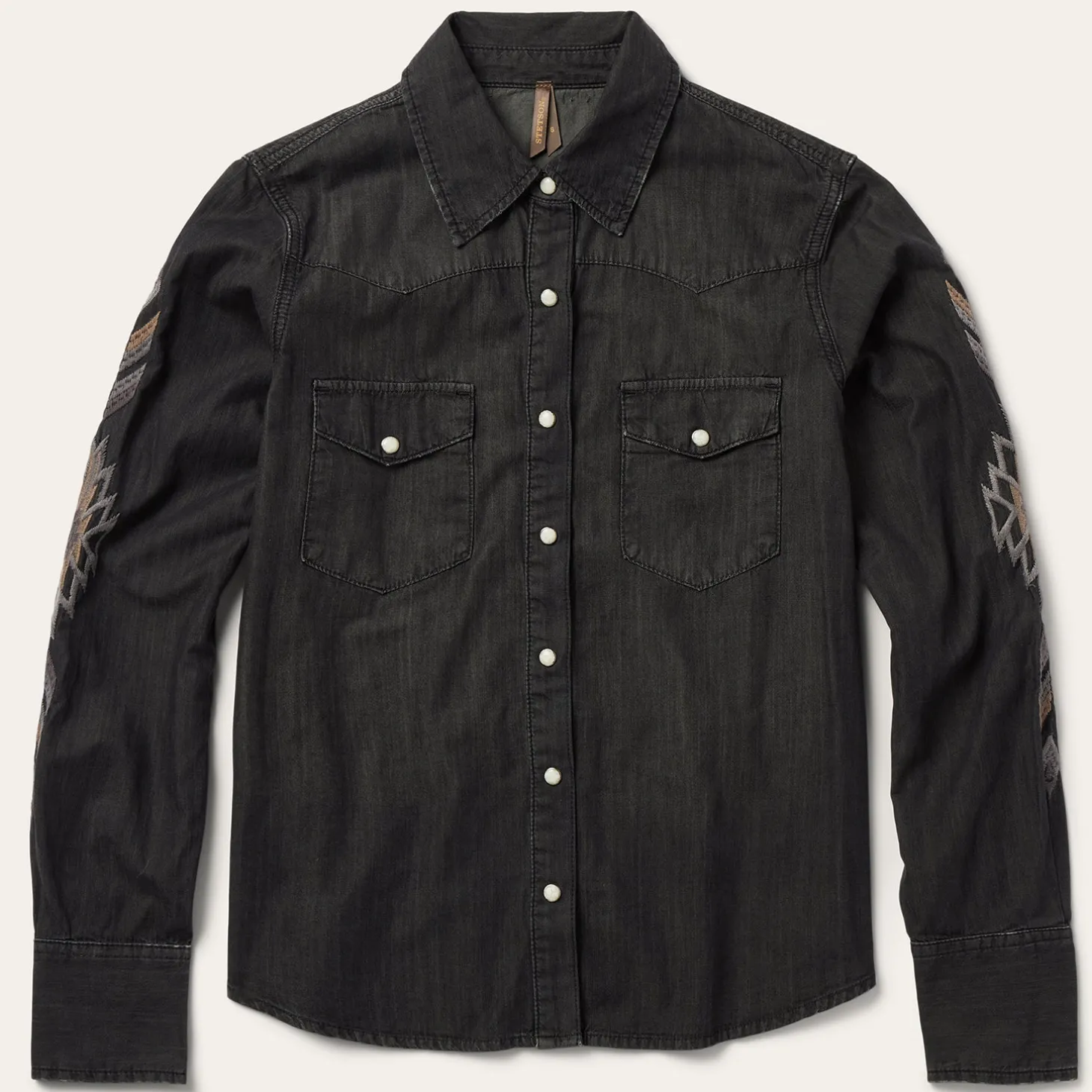 Embroidered Black Denim Shirt