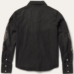 Embroidered Black Denim Shirt