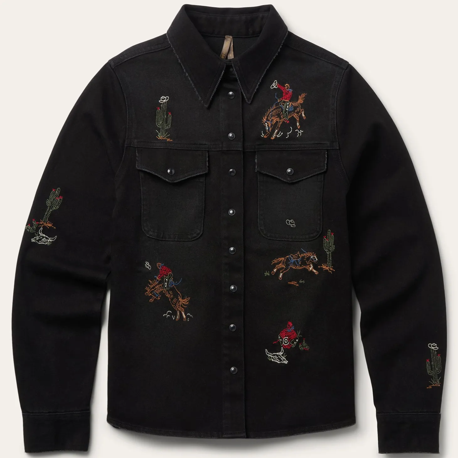 Embroidered Black Denim Shirt