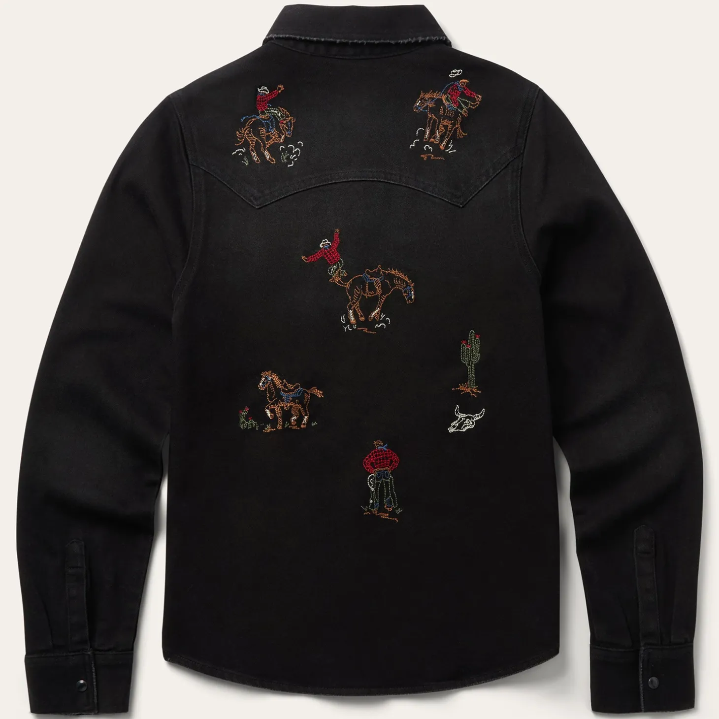 Embroidered Black Denim Shirt