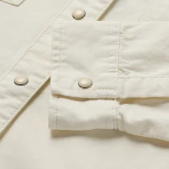 Embroidered Cream Denim Cropped Shirt