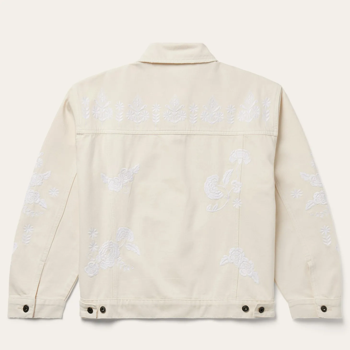 Embroidered Cream Denim Jacket