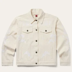 Embroidered Cream Denim Jacket