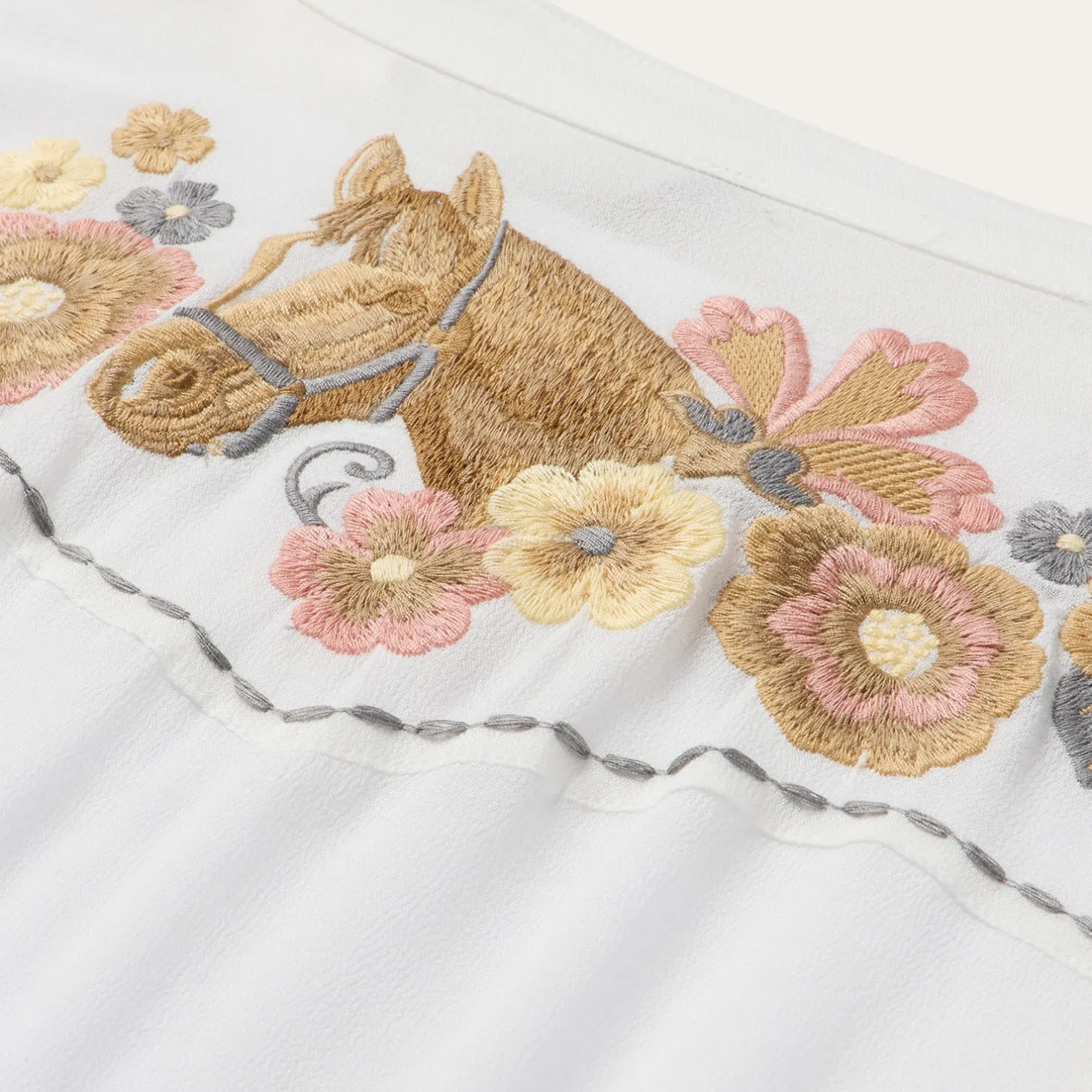 Embroidered Crepe Shirt
