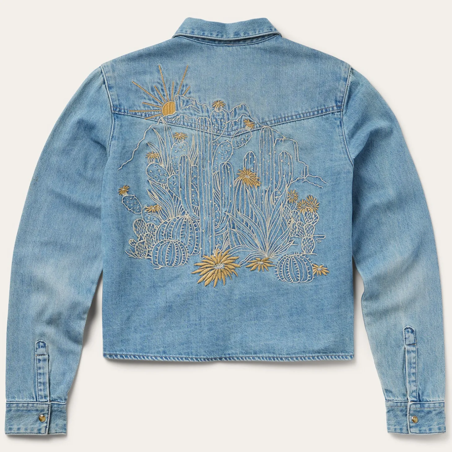 Embroidered Denim Cropped Shirt