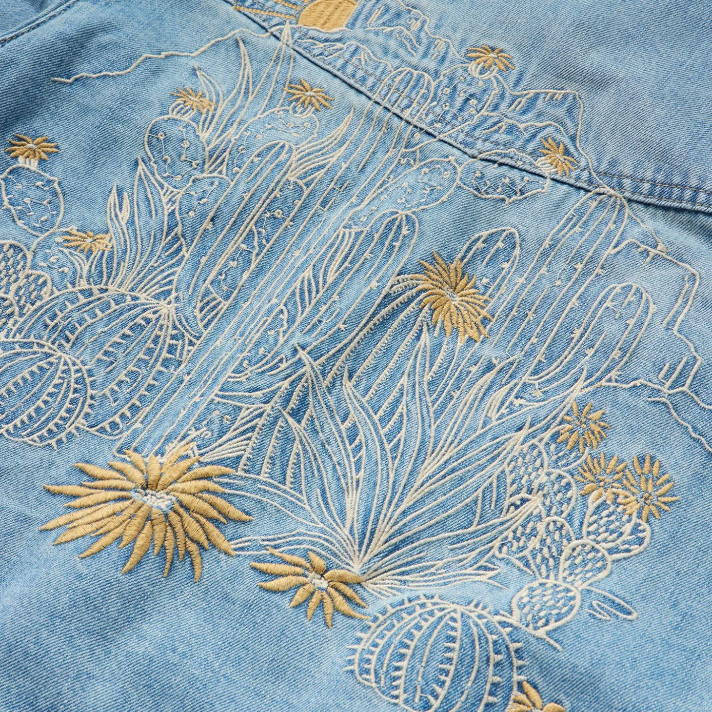 Embroidered Denim Cropped Shirt