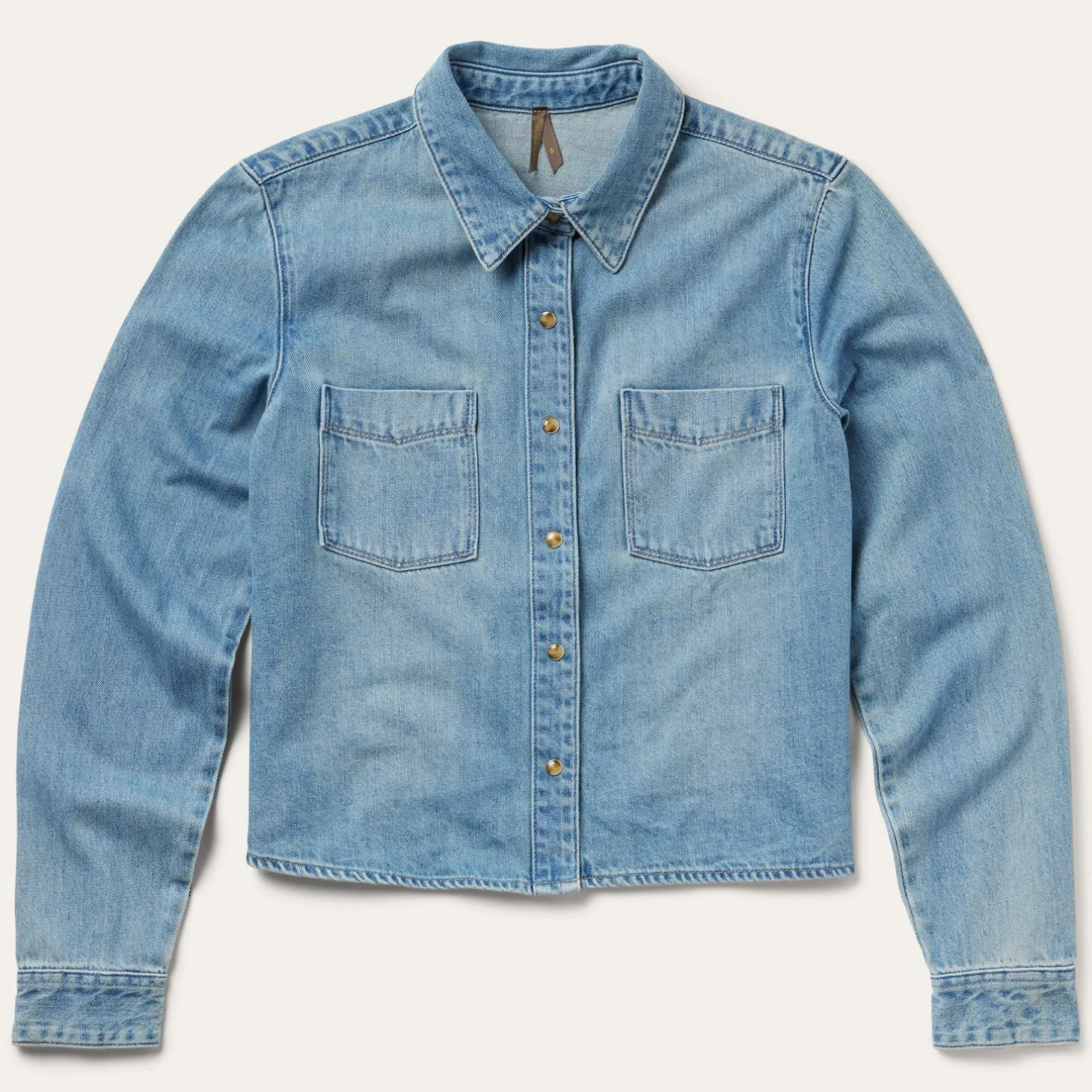 Embroidered Denim Cropped Shirt