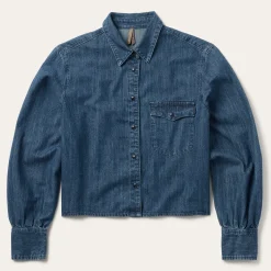 Embroidered Denim Crop Top
