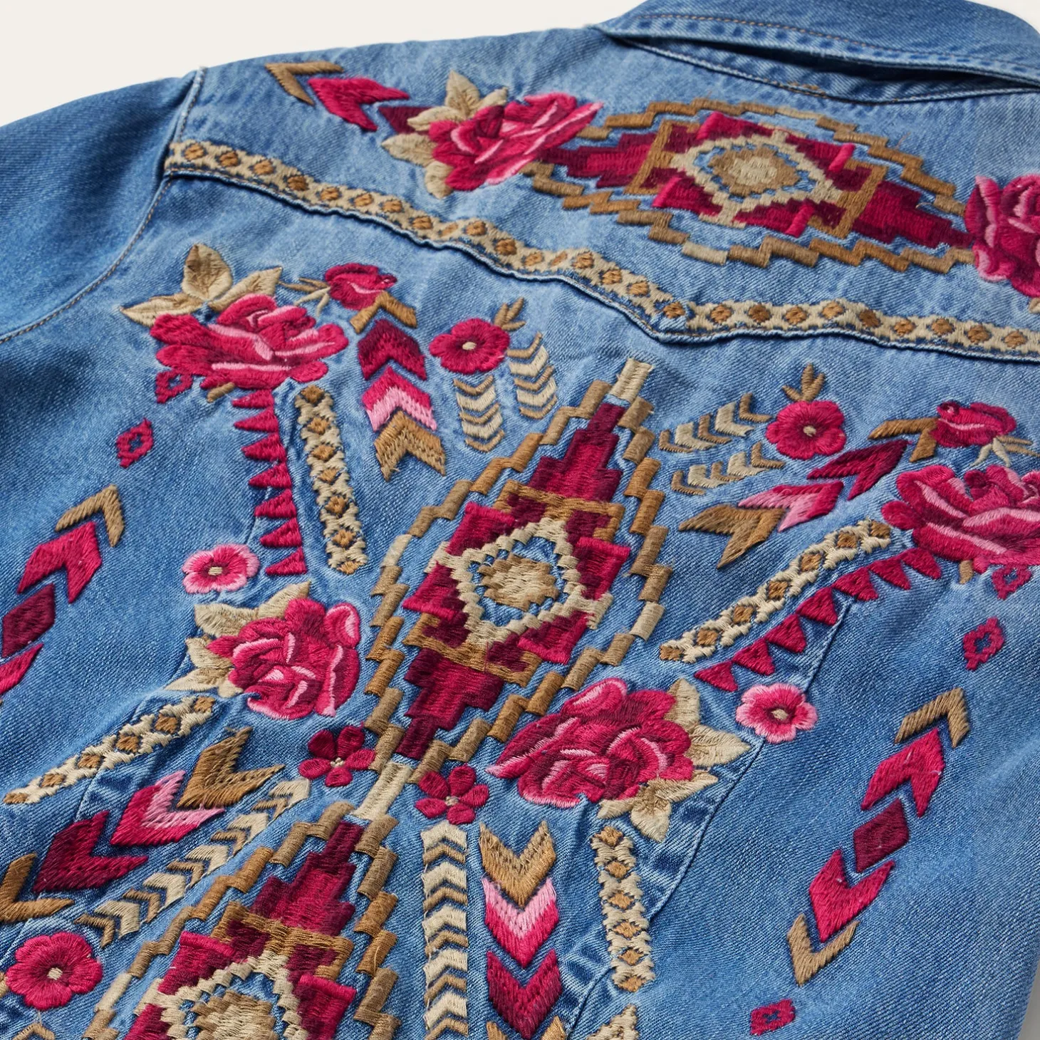 Embroidered Denim Shirt Dress
