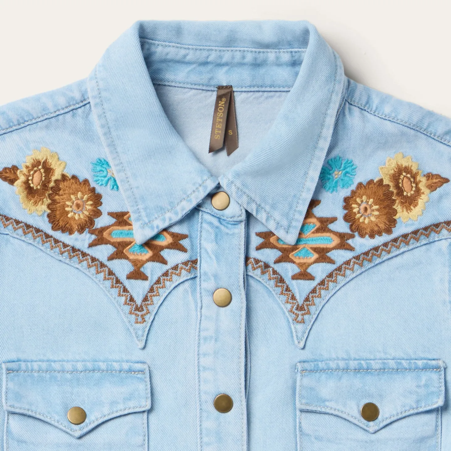 Embroidered Denim Shirt Dress