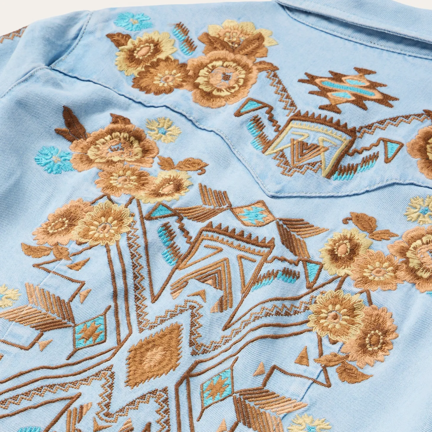 Embroidered Denim Shirt Dress