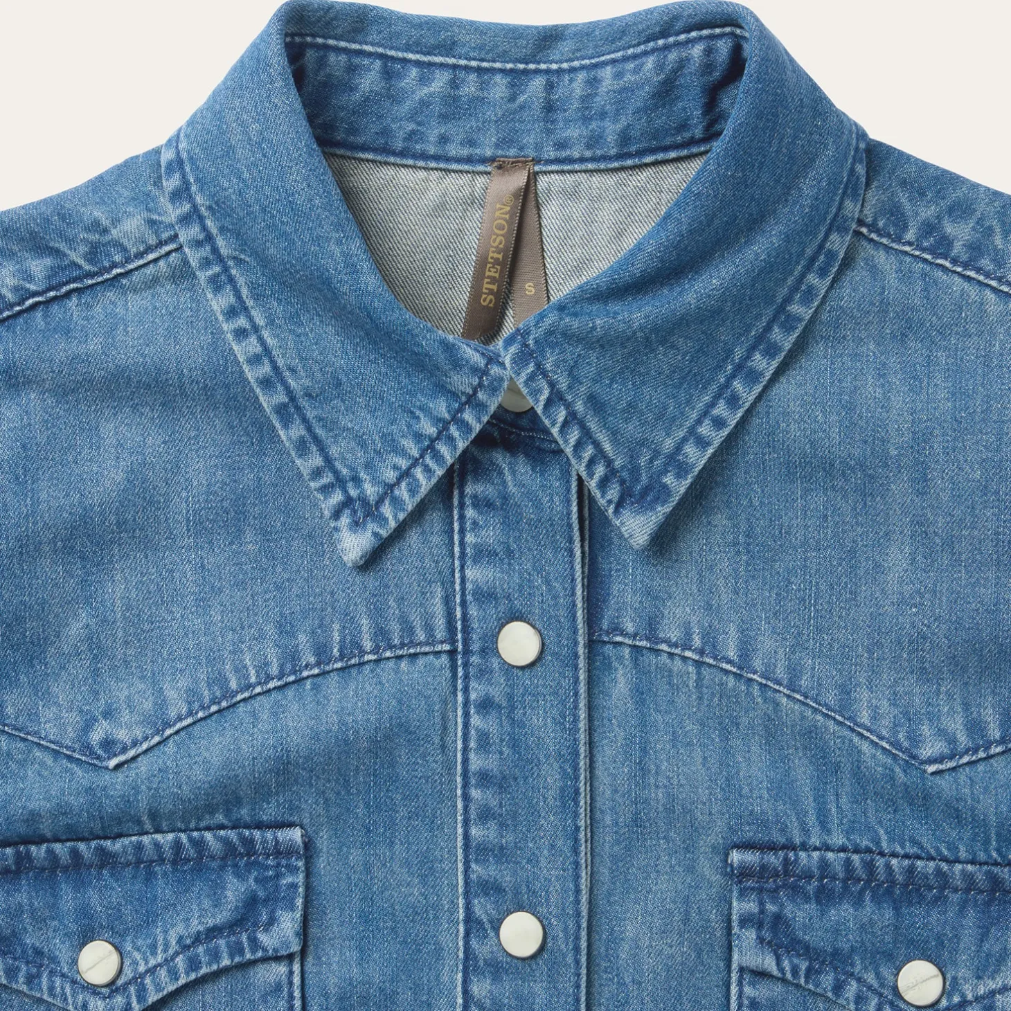 Embroidered Sleeveless Denim Shirt