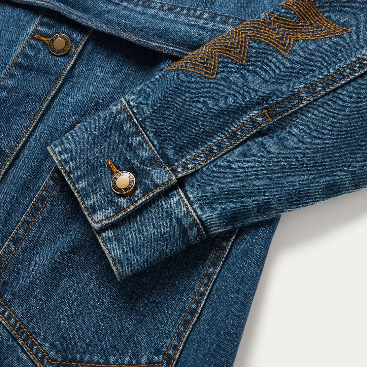 Embroidered Stretch Denim Shirt Dress