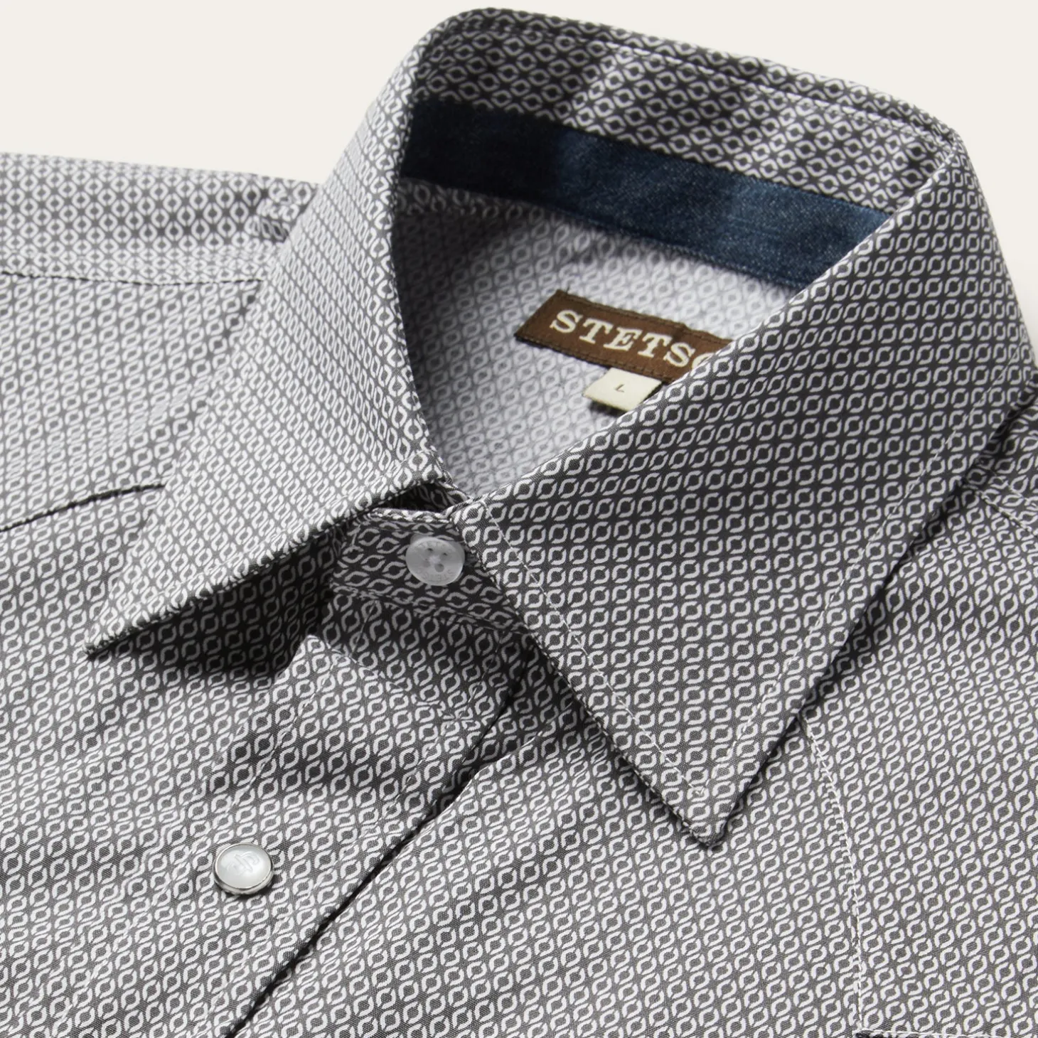 Grey Geo Print Western Shirt